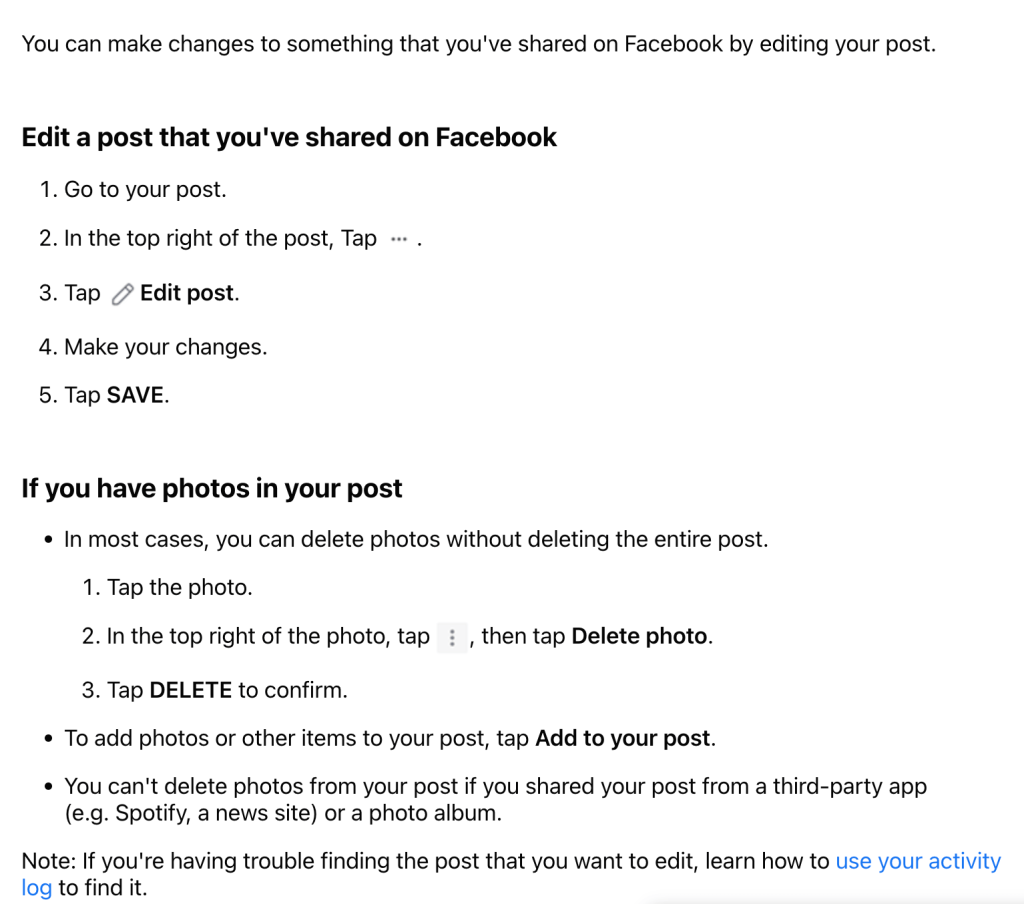 Edit your post on Facebook on Android